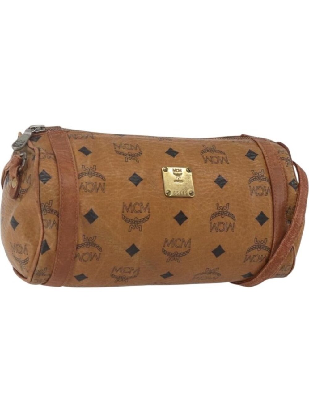 MCM Logogram Vicetos Shoulder Bag PVC Leather Brown Gold
